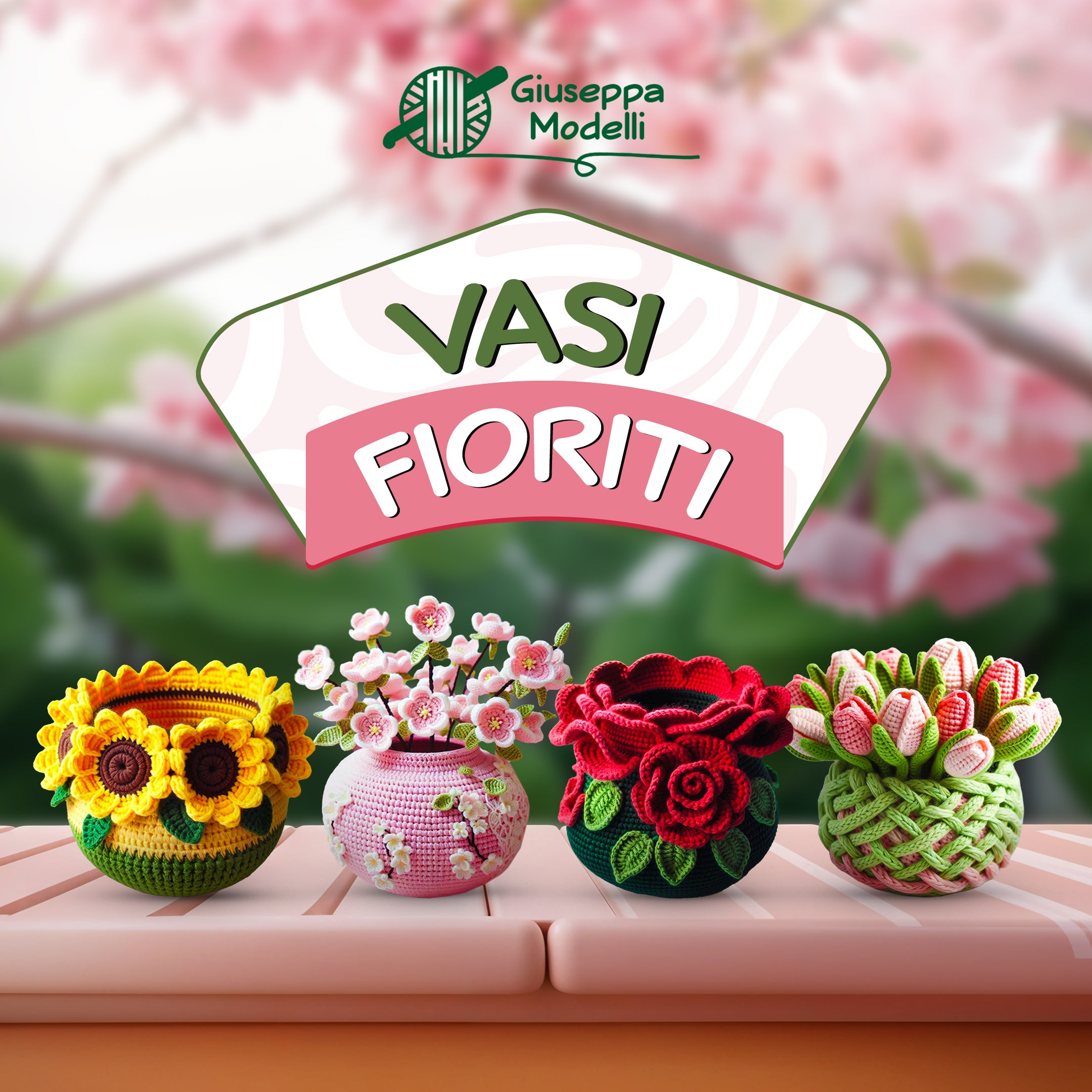 Pacchetto 4 in 1 di Vasi Floreali – Schema all’Uncinetto