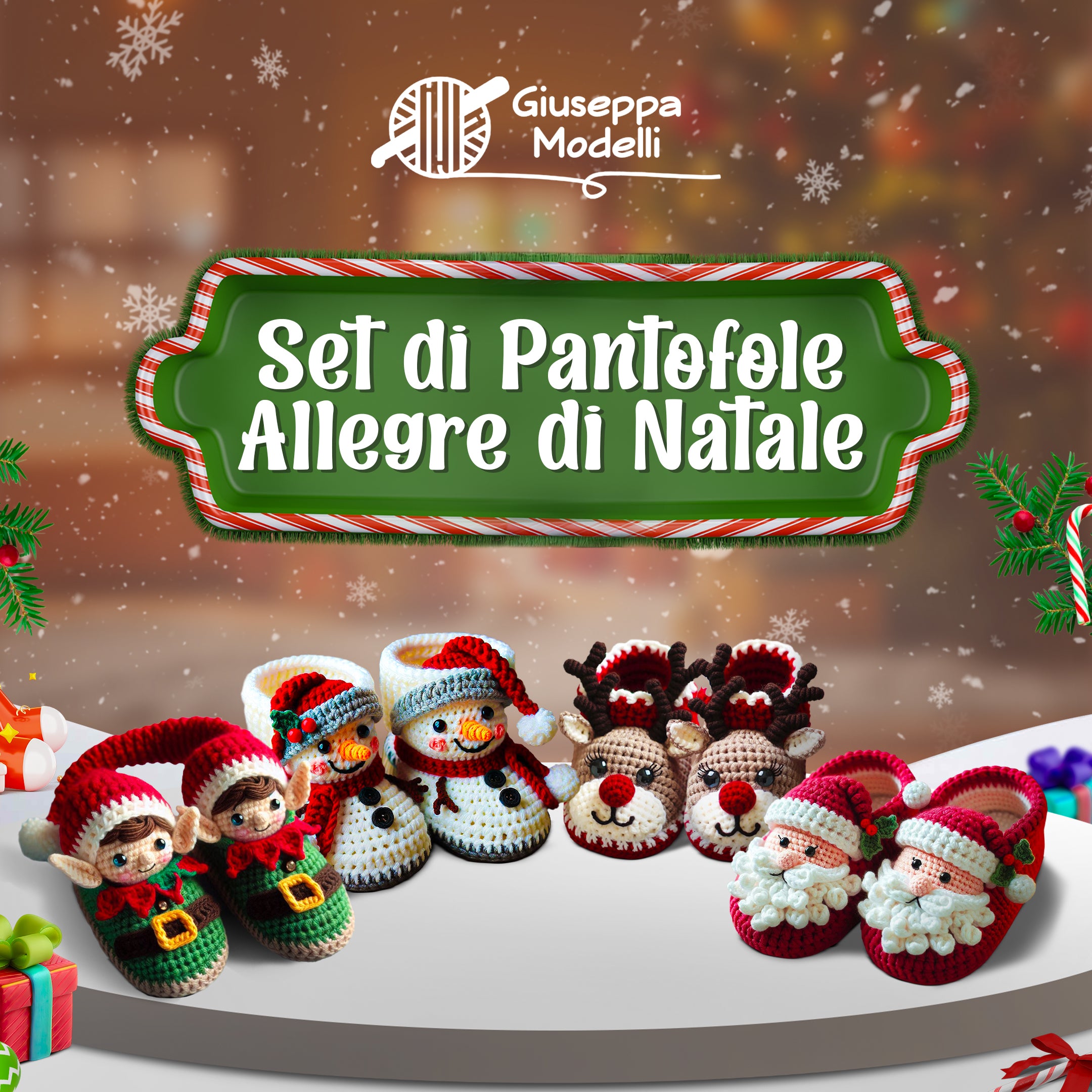 4 in 1: Set di Pantofole Natalizie – Schema Uncinetto