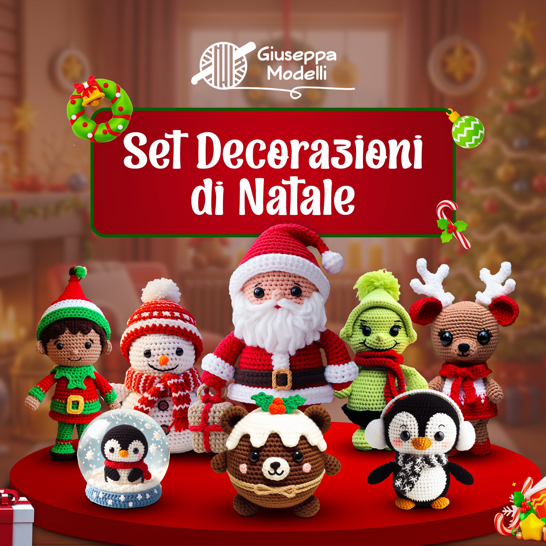 8 in 1: Set Decorazioni di Natale – Schema Uncinetto